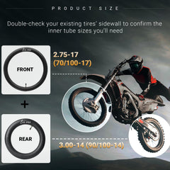AR-PRO 3.00-14 rear inner tube compatible with common dirt bikes