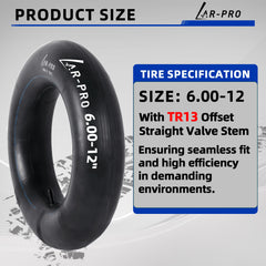 AR-PRO heavy duty inner tube with offset valve stem for versatile wheel compatibility