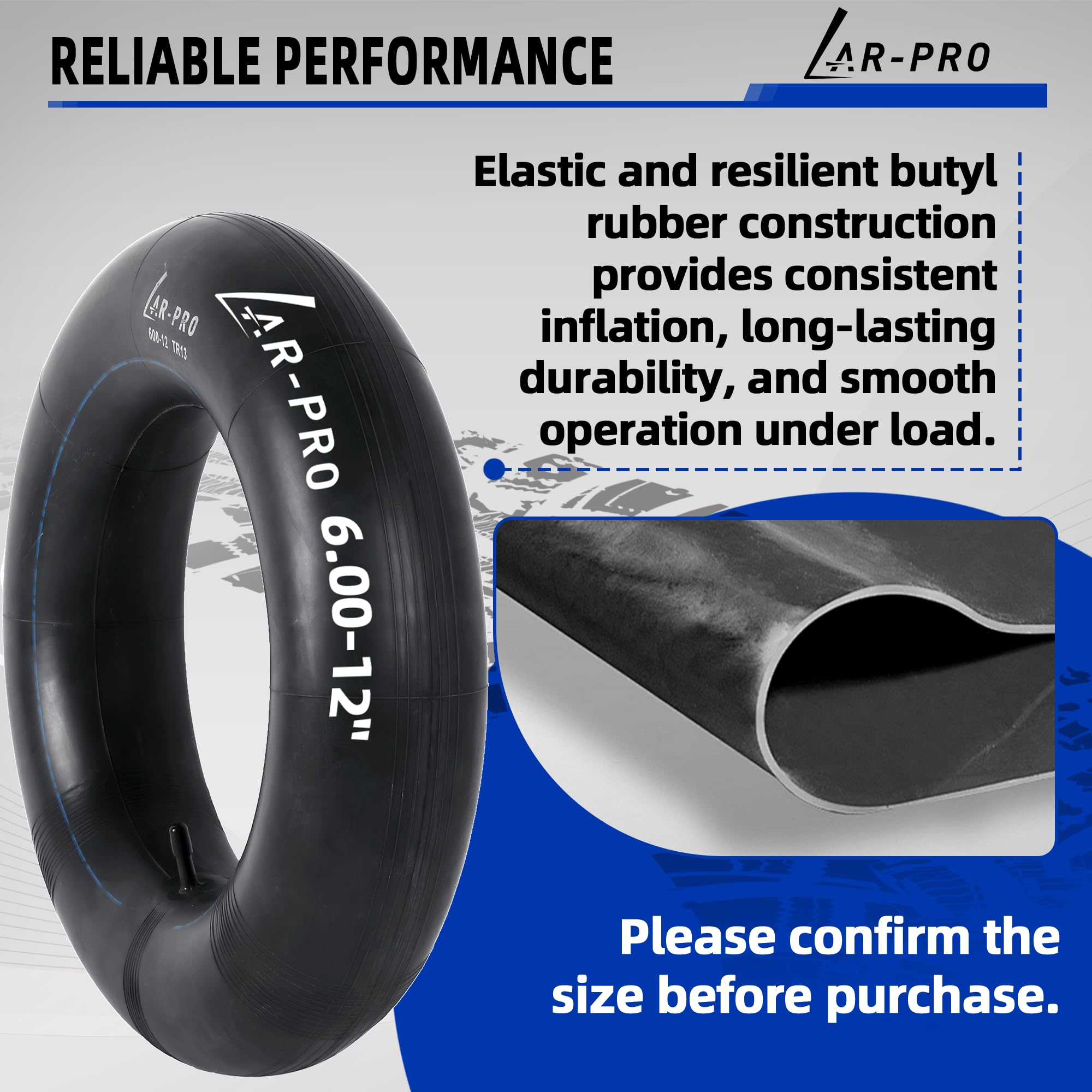 AR-PRO inner tube supports radial and bias ply tires for flexible applications