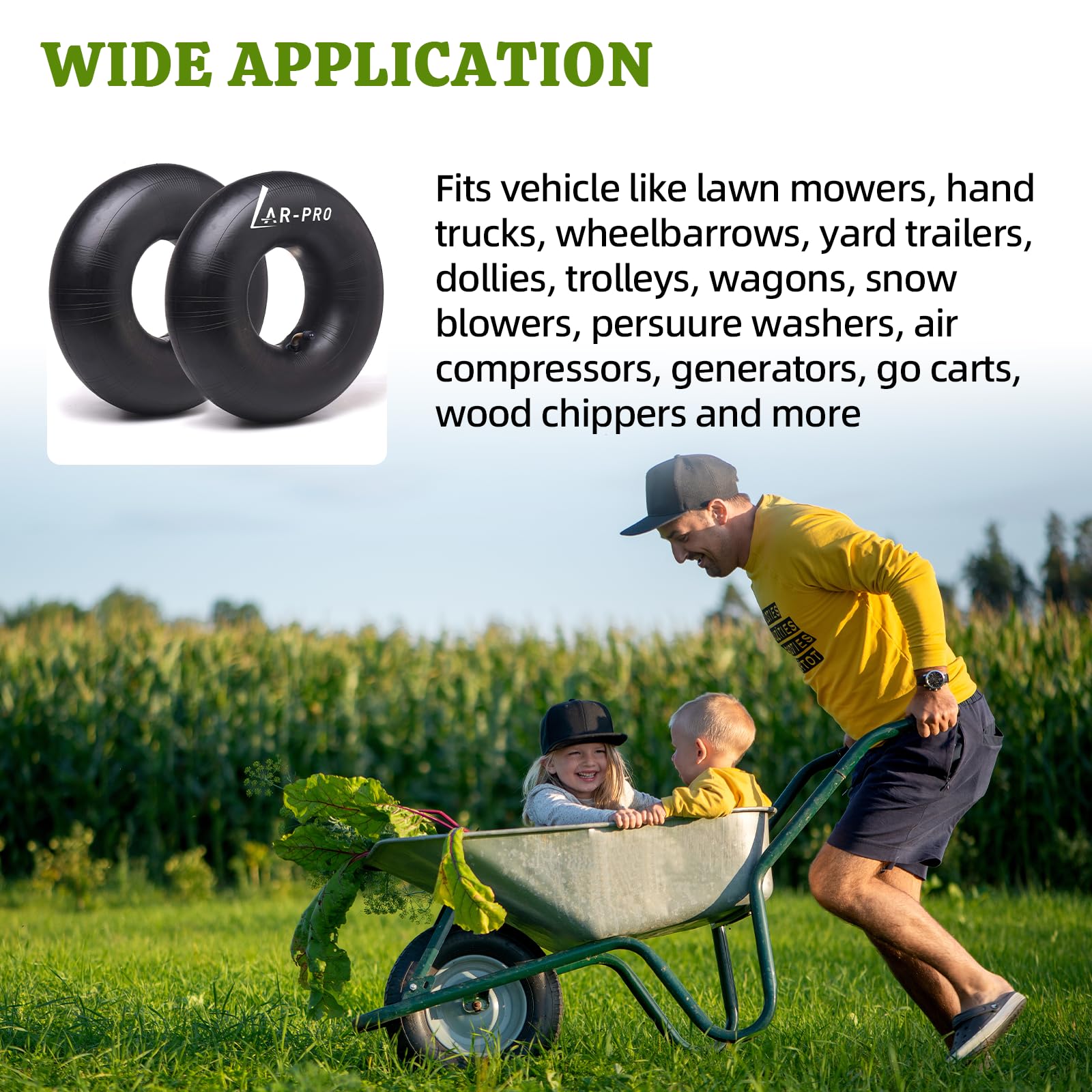 Fits 4 inch rims across hand trucks and lawn equipment.