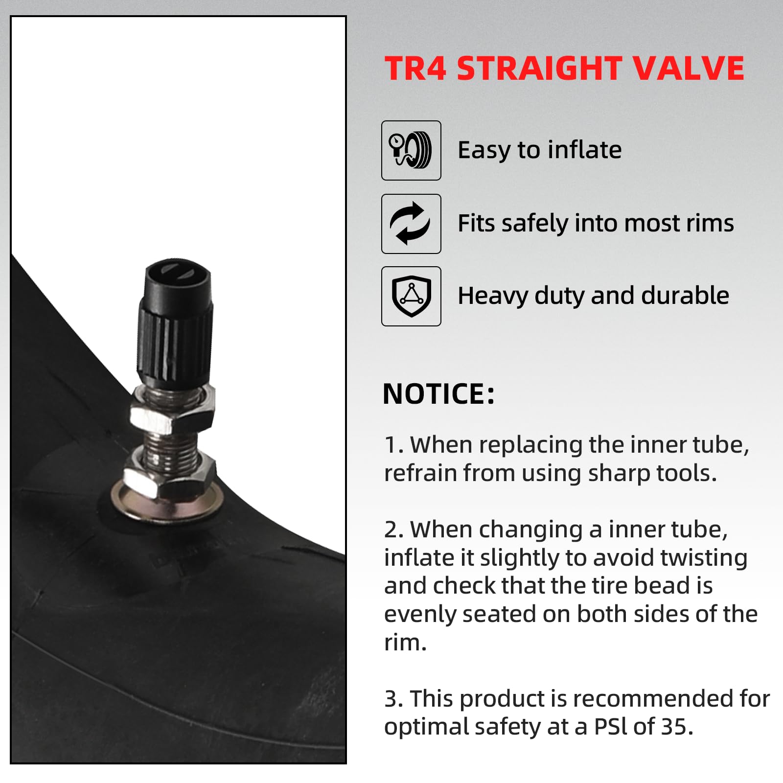 AR-PRO easy-install inner tube enables fast, tool-light replacements.