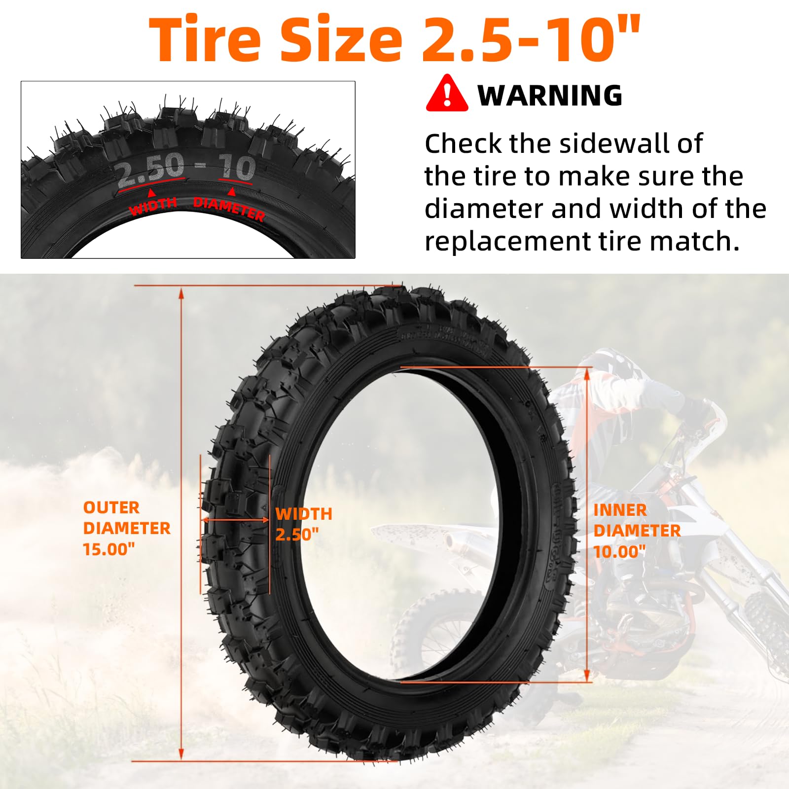 AR-PRO 10-inch inner tube with self-sealing valve for puncture resistance.