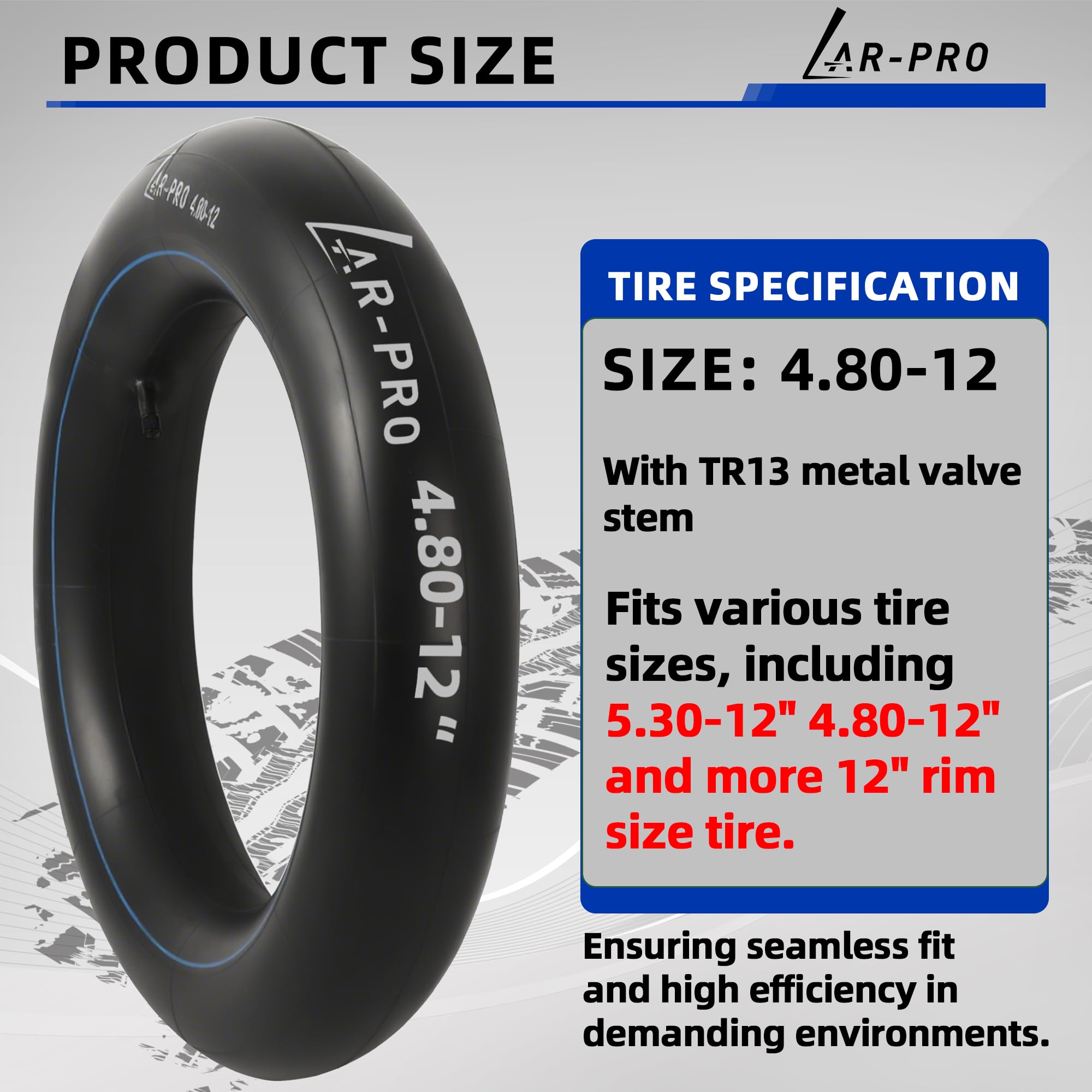 AR-PRO thick butyl rubber inner tube delivers rugged puncture resistance