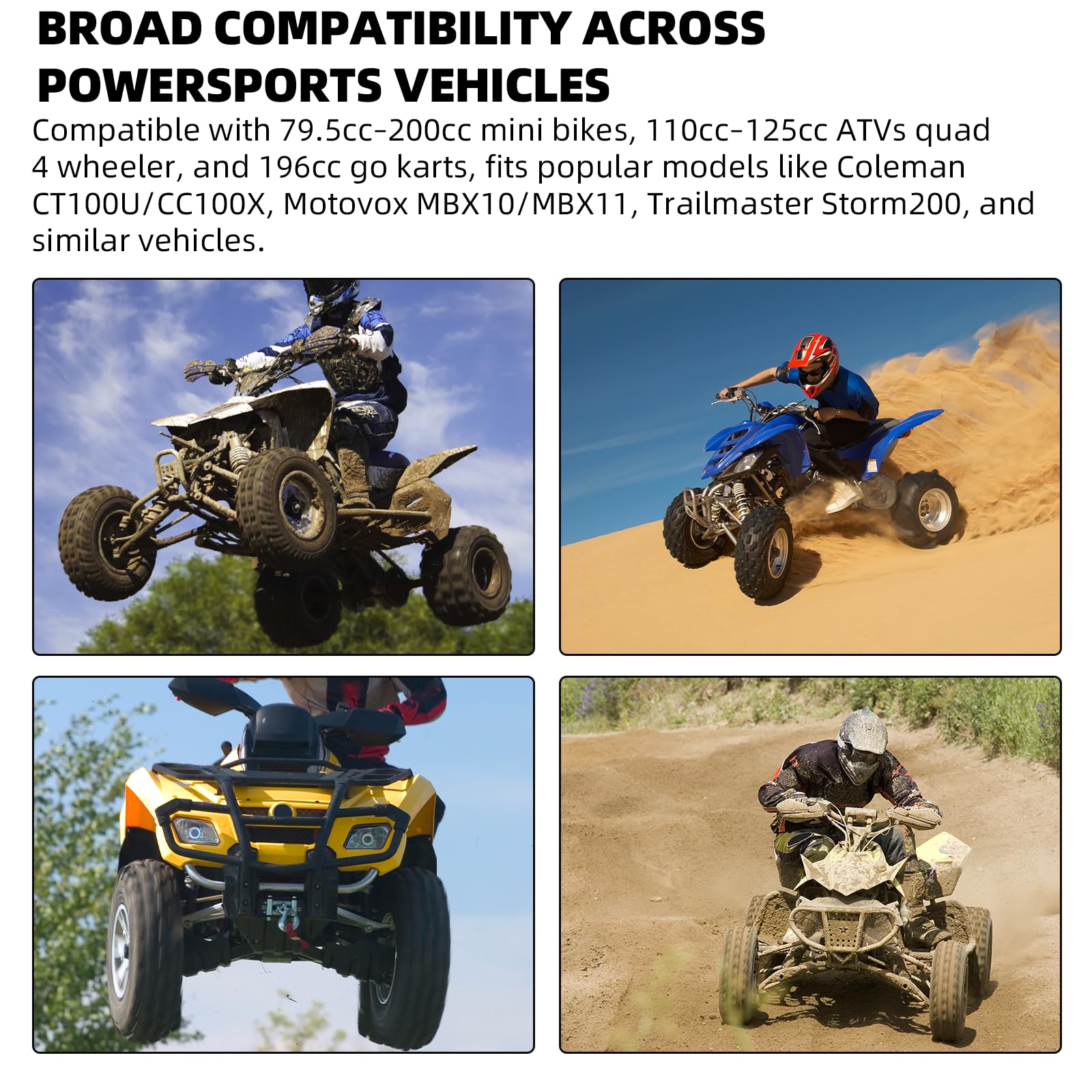 AR-PRO compatible with mini bikes, ATVs, and go-karts.