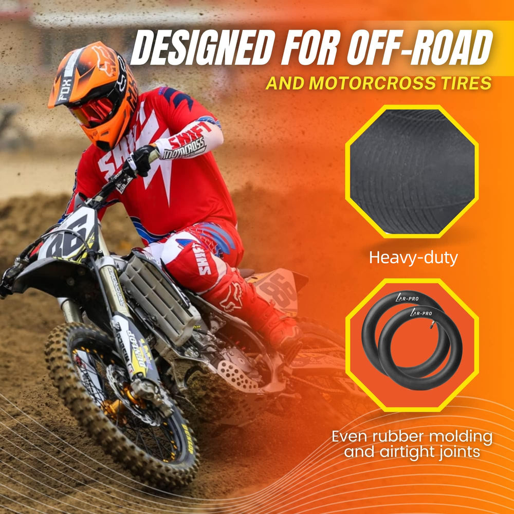 AR-PRO natural rubber inner tube with 1.6 mm thickness maintains flexibility on rough trails.