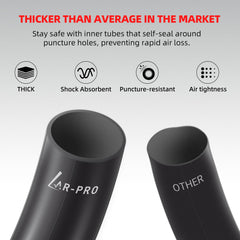 AR-PRO 2.25/2.50-16 inner tubes use thicker natural rubber for smoother ride.