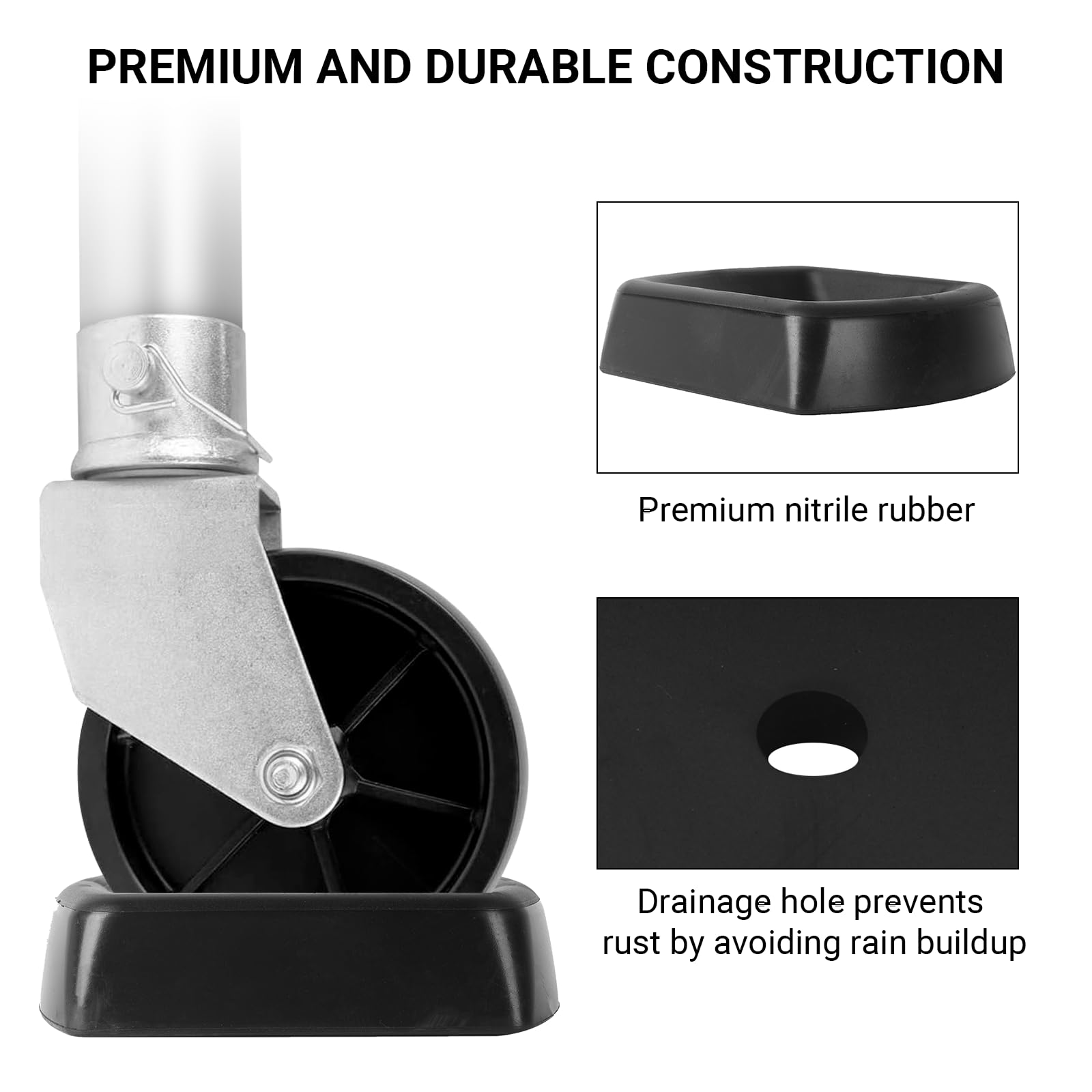 AR-PRO trailer stability chock designed for RV and boat trailers with 6in wheels.