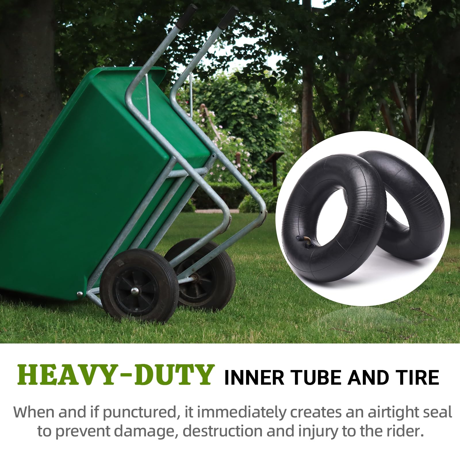 Two-pack AR-PRO inner tubes ready for wheelbarrow and mower use.