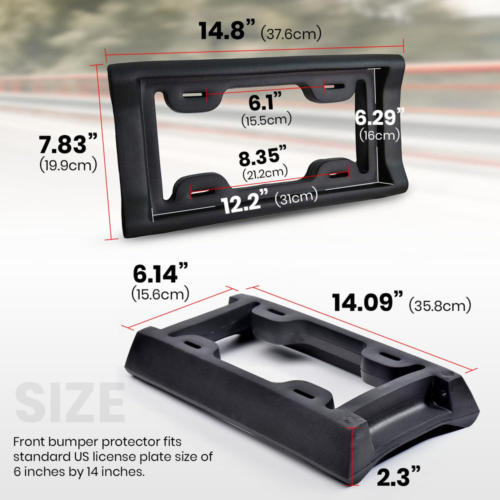 AR-PRO Ultimate License Plate Bumper Guard side profile highlighting durable front protection.
