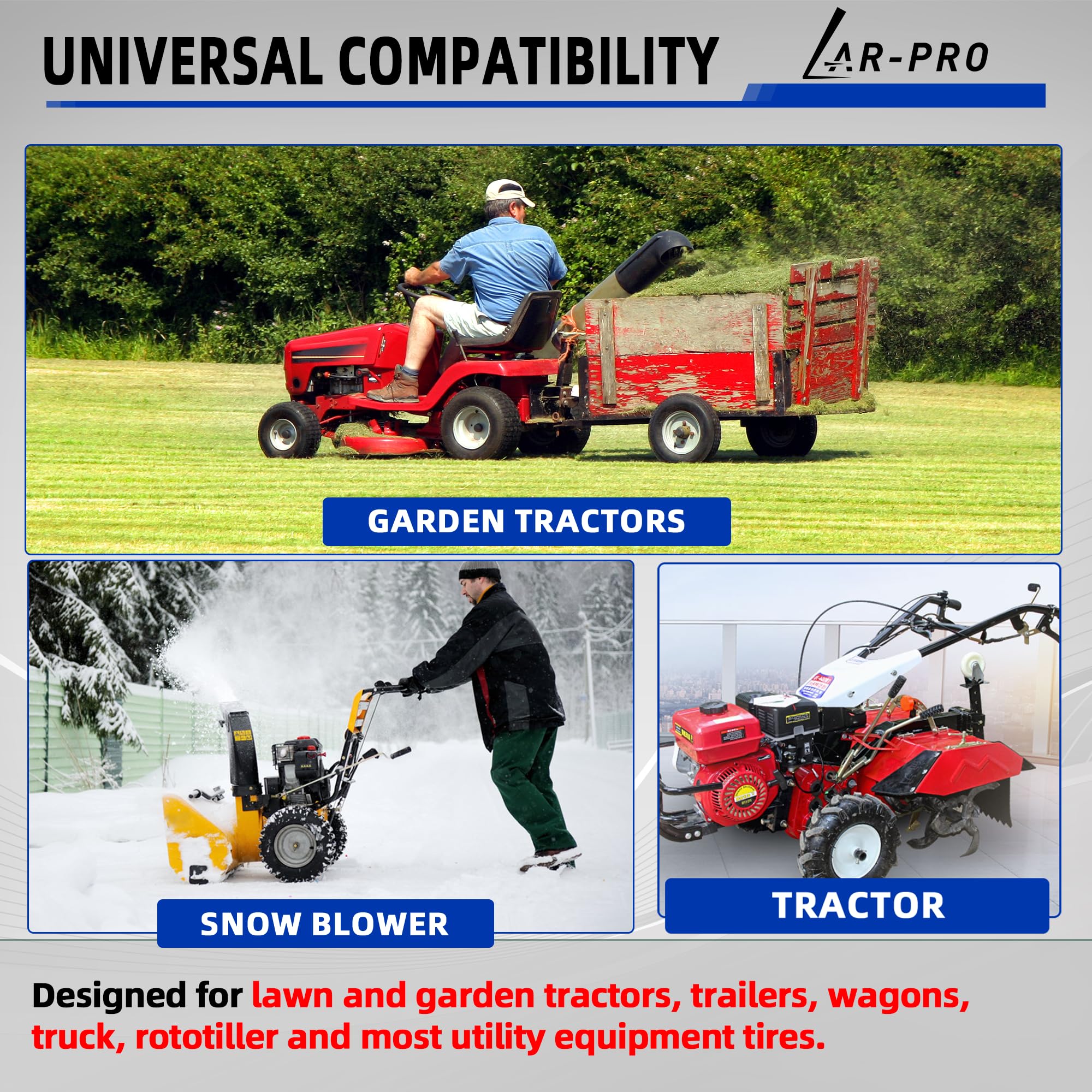 AR-PRO universal compatibility for 12-inch rims across ATVs and mowers