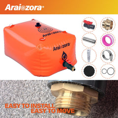 Folded Araiozora bladder for compact storage after emptying