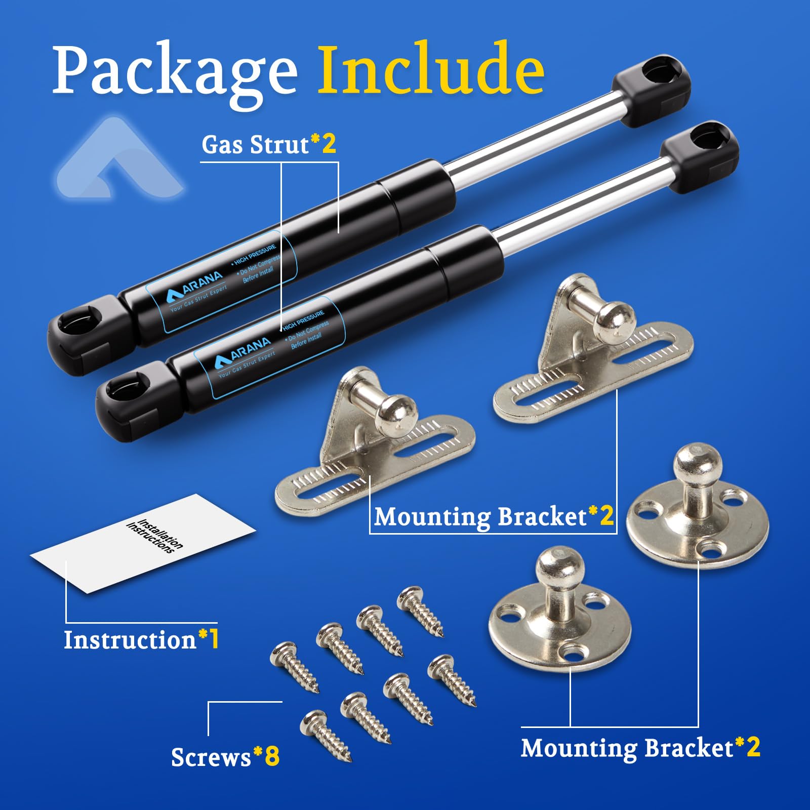 ARANA 10-inch gas strut on boat hatch for steady lifting