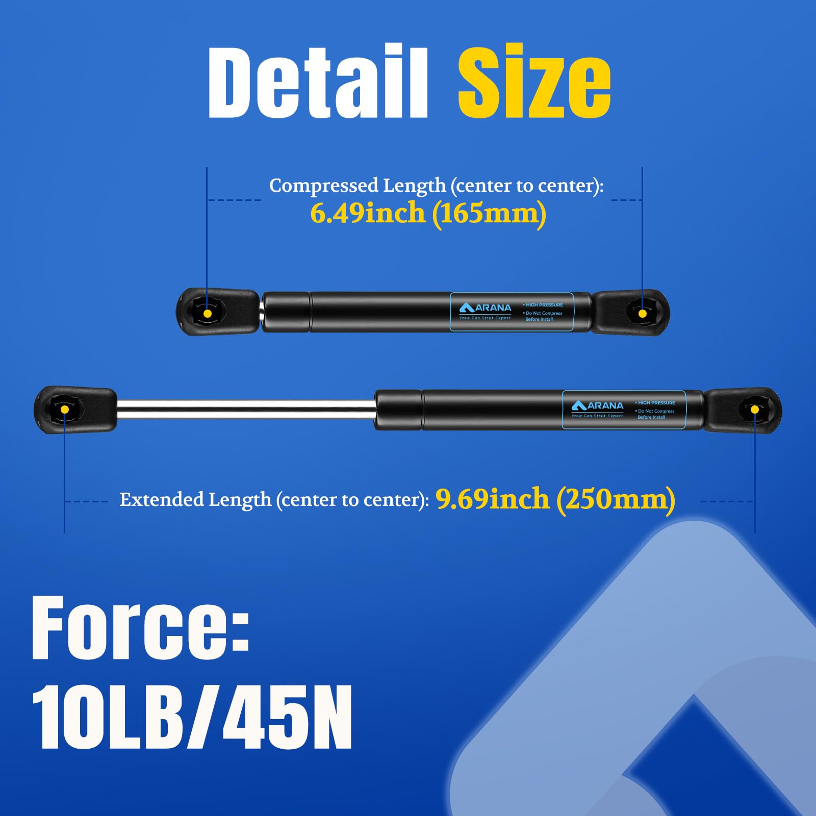 ARANA 10-inch gas strut for truck toolbox lid easing opening