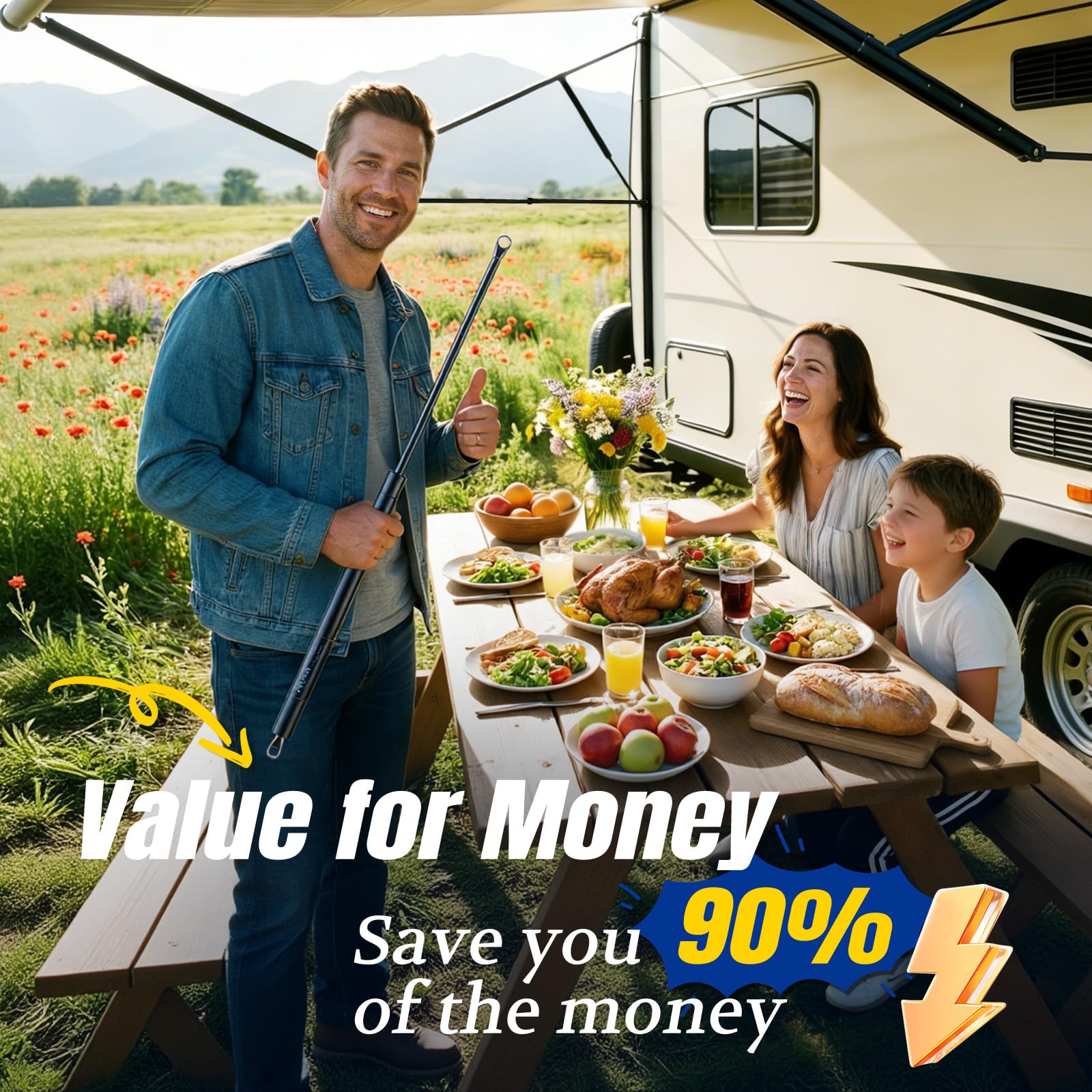ARANA 260282 close-up shows sturdy gas strut mechanism