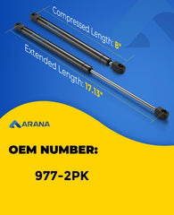 ARANA 977-2PK struts offer 17-inch extension for balanced lid support.