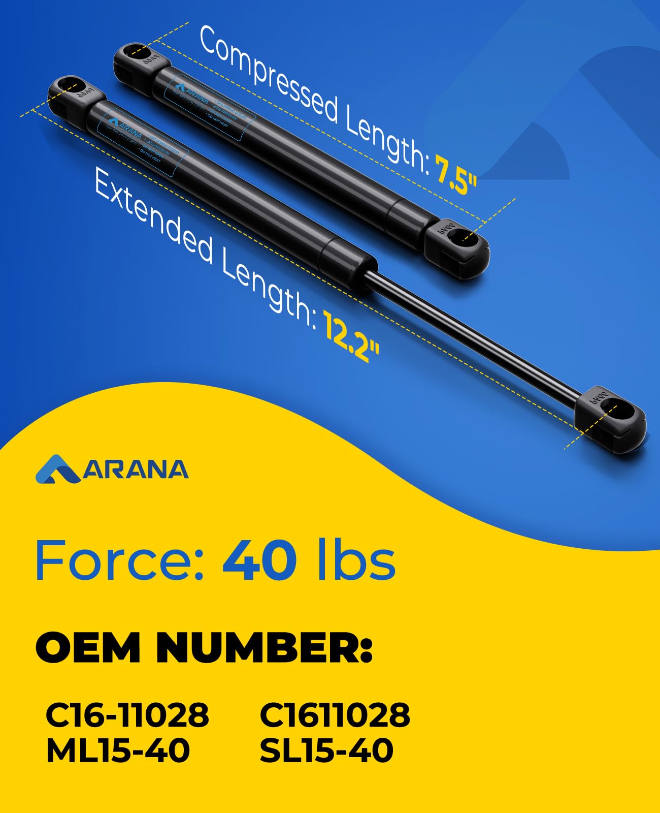 12-inch extended ARANA struts provide reliable lid support for camper shells