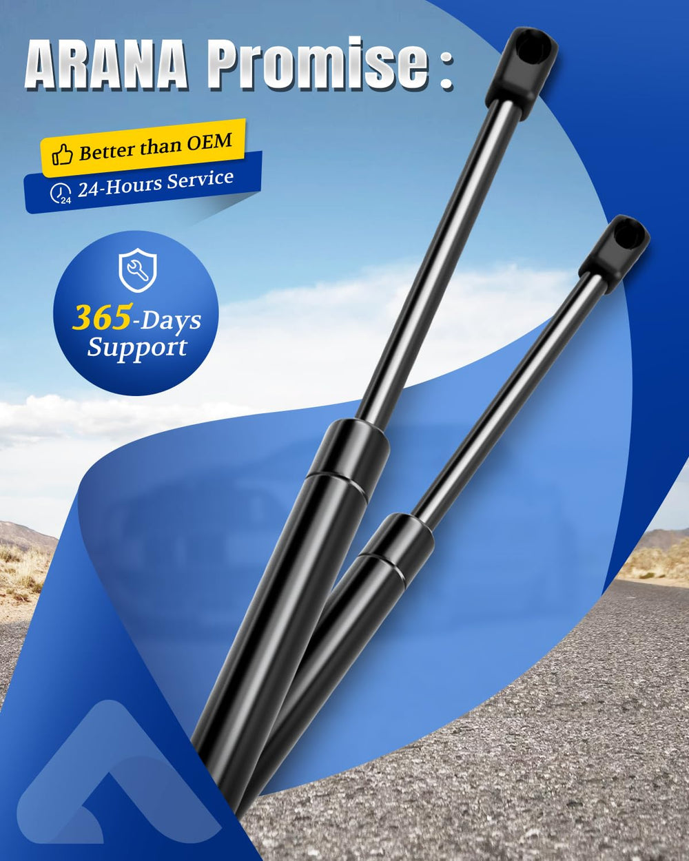 ARANA chrome-plated finish detail on lift strut