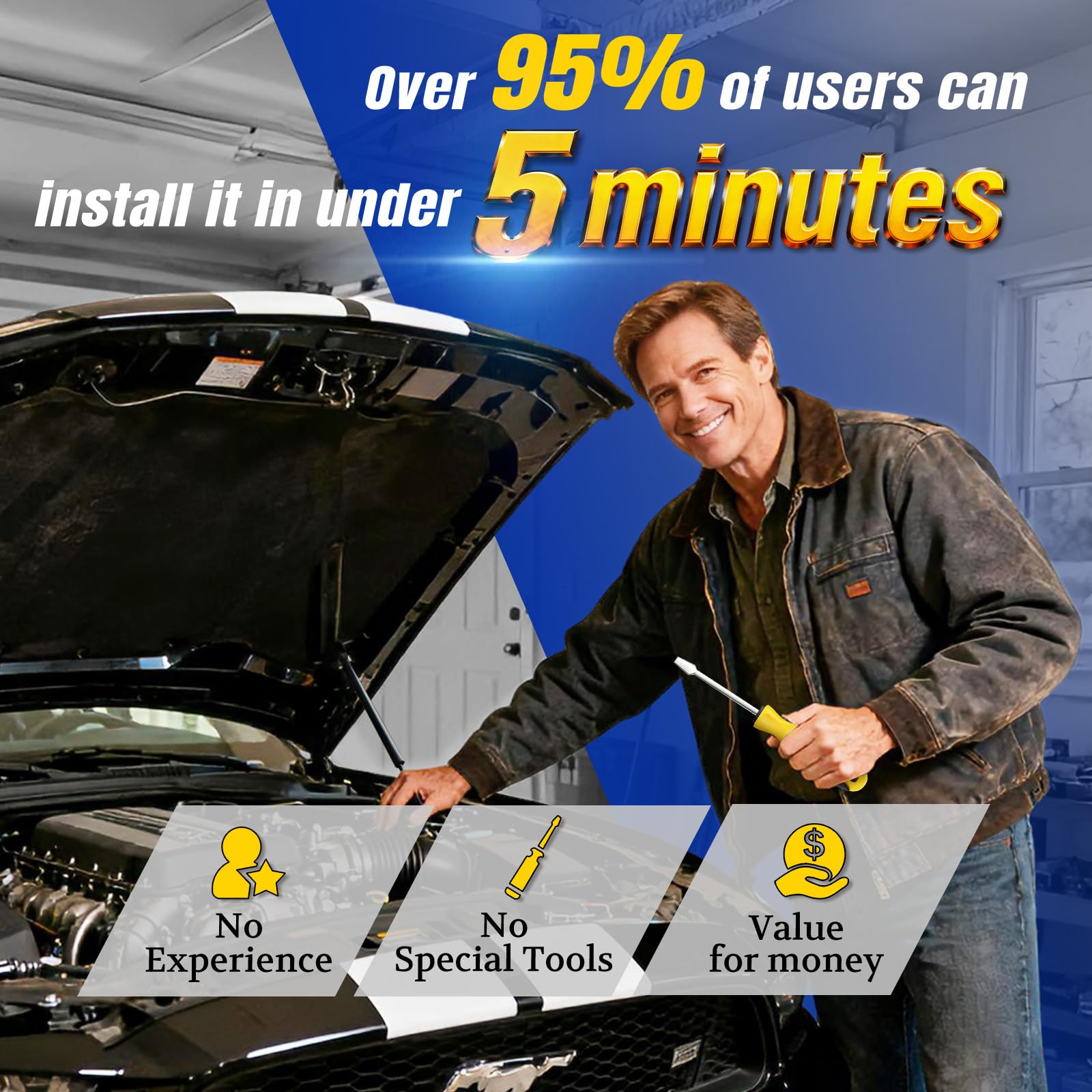 DIY-friendly ARANA liftgate shocks replacement with a screwdriver.