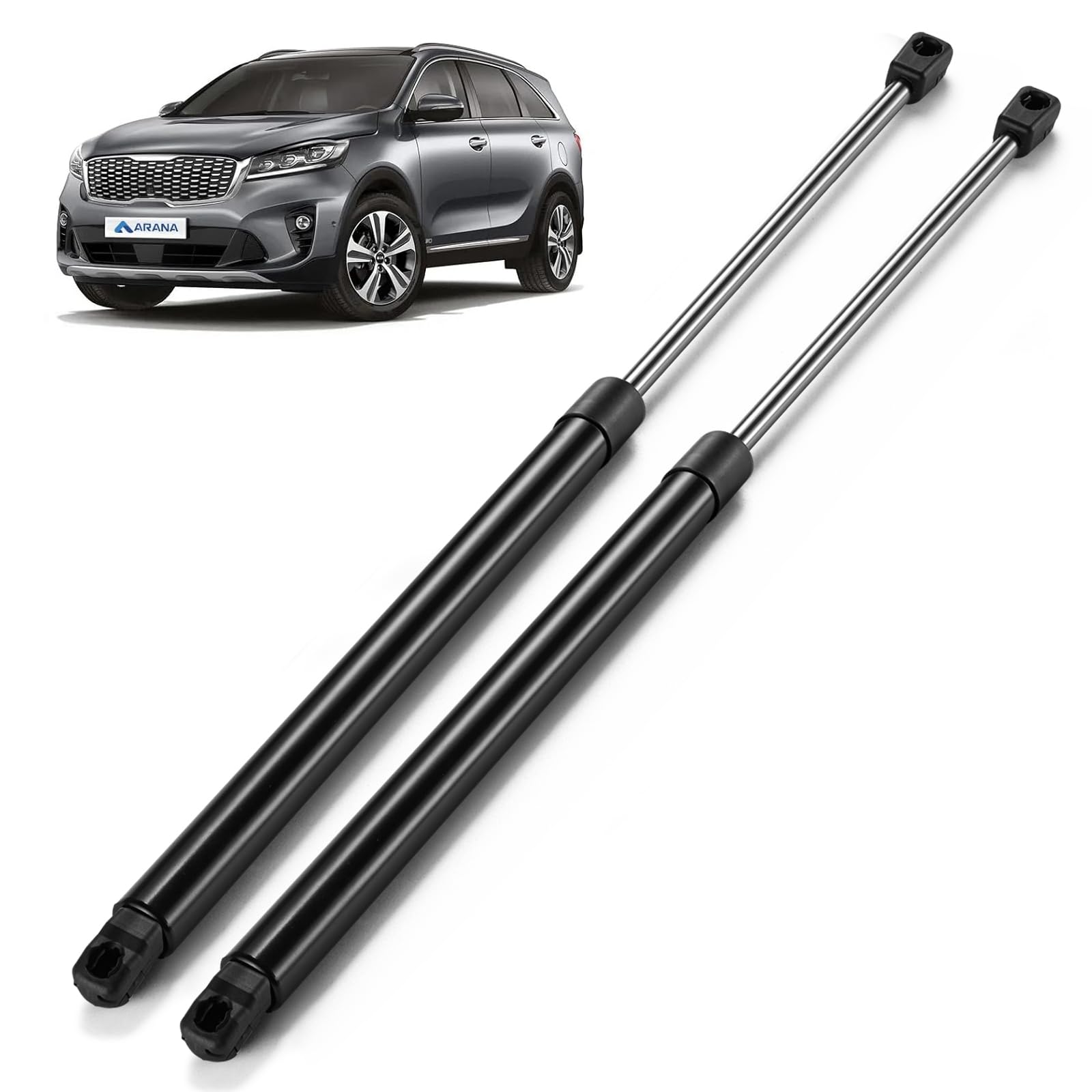ARANA hood struts on Kia Sorento 2011-2015 front view with reliable lift