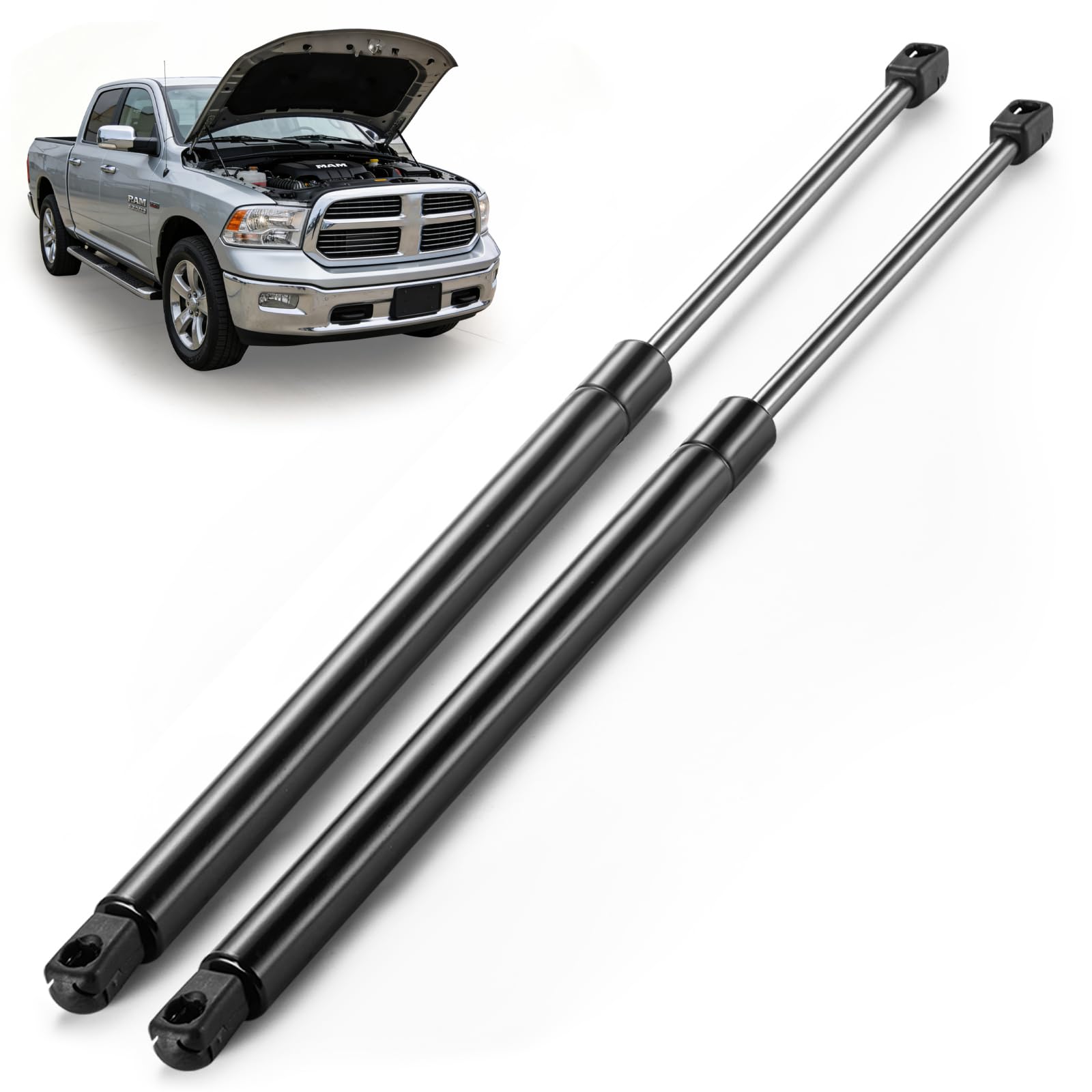 ARANA hood struts installed on a Ram for smooth lift