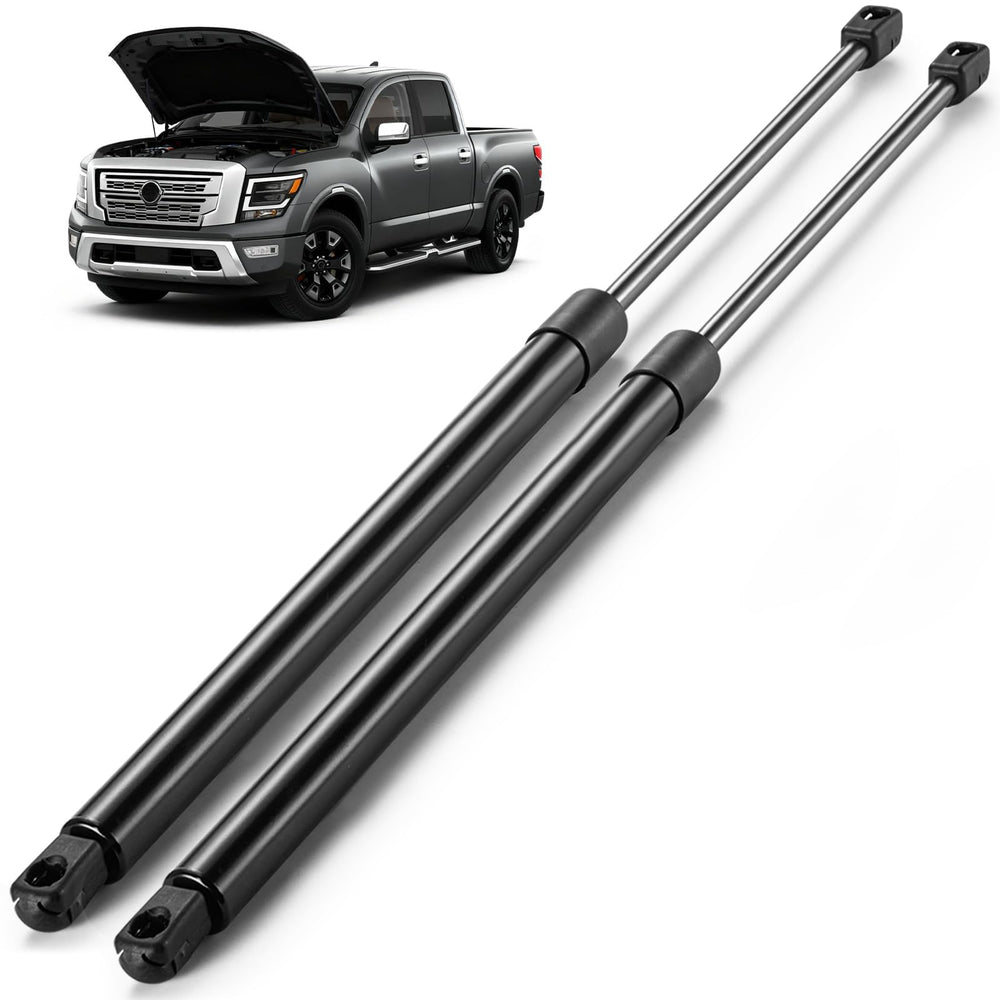 ARANA hood struts on Nissan Titan hood with chrome finish for reliable lift