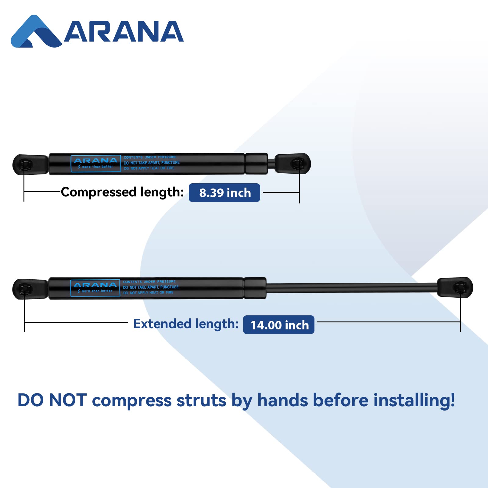 ARANA SX140P15 compressed-length struts fit compact spaces on toolboxes.