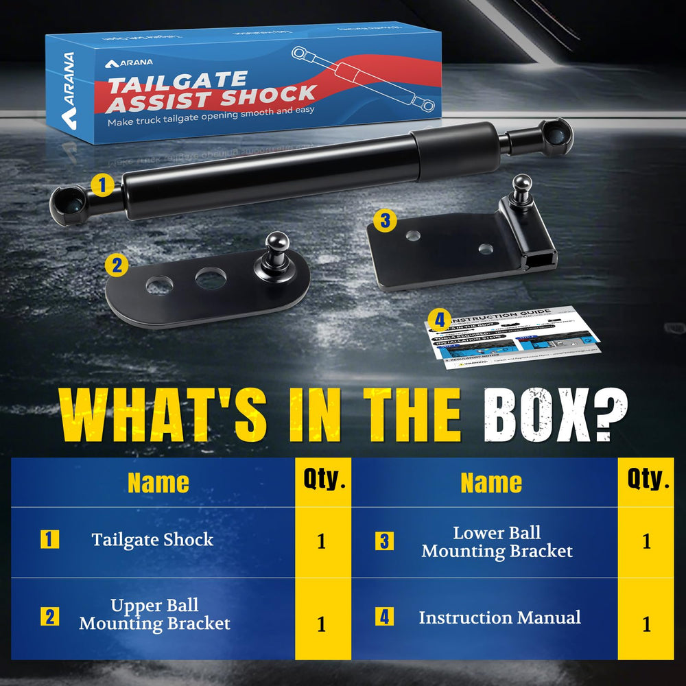 ARANA tailgate assist mounted with OEM bolts on Silverado with no drilling