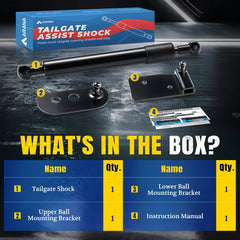 ARANA tailgate assist mounted with OEM bolts on Silverado with no drilling