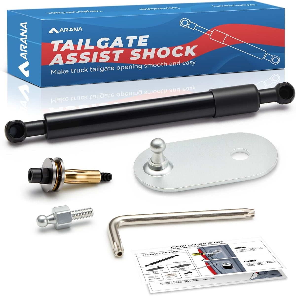 ARANA tailgate assist shock installed on RAM truck for controlled lowering.