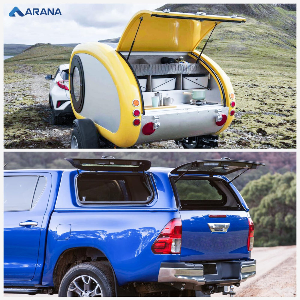 ARANA truck canopy lift shocks supporting frequent lid access
