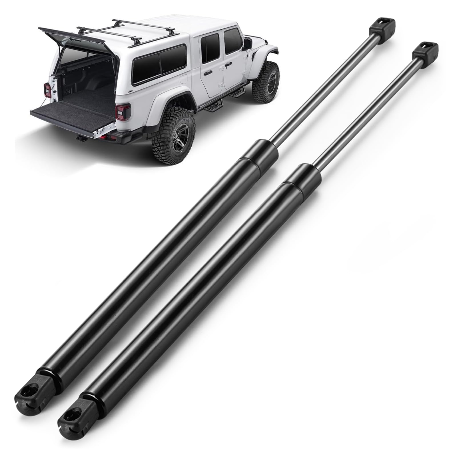 ARANA rear window struts for Jeep Wrangler TJ 2-pack in use on a hard-top model.