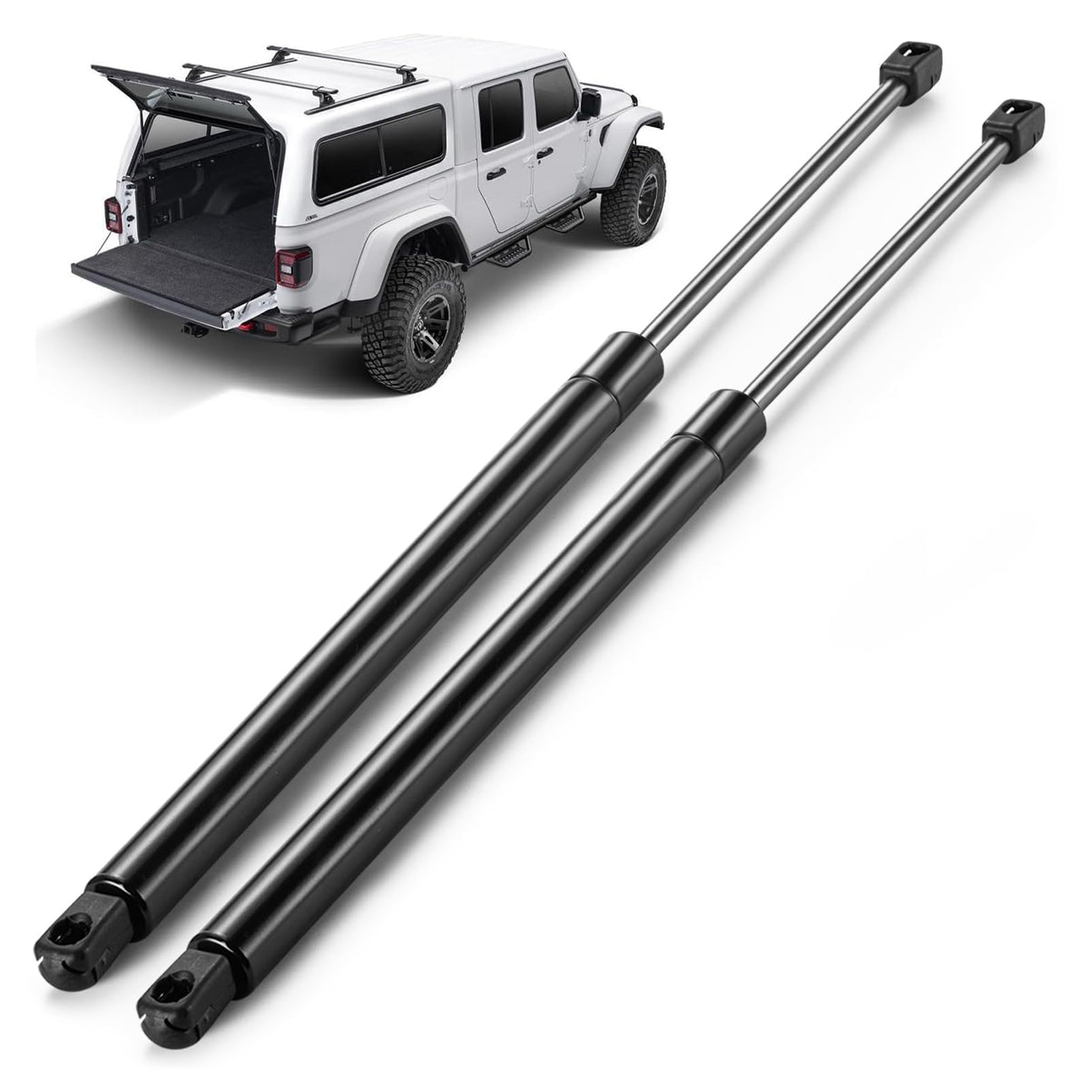 ARANA rear window struts for Jeep Wrangler TJ 2-pack in use on a hard-top model.