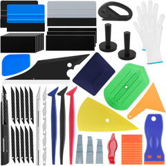 Arayker car wrap tool kit contents laid out for efficient wrapping projects.
