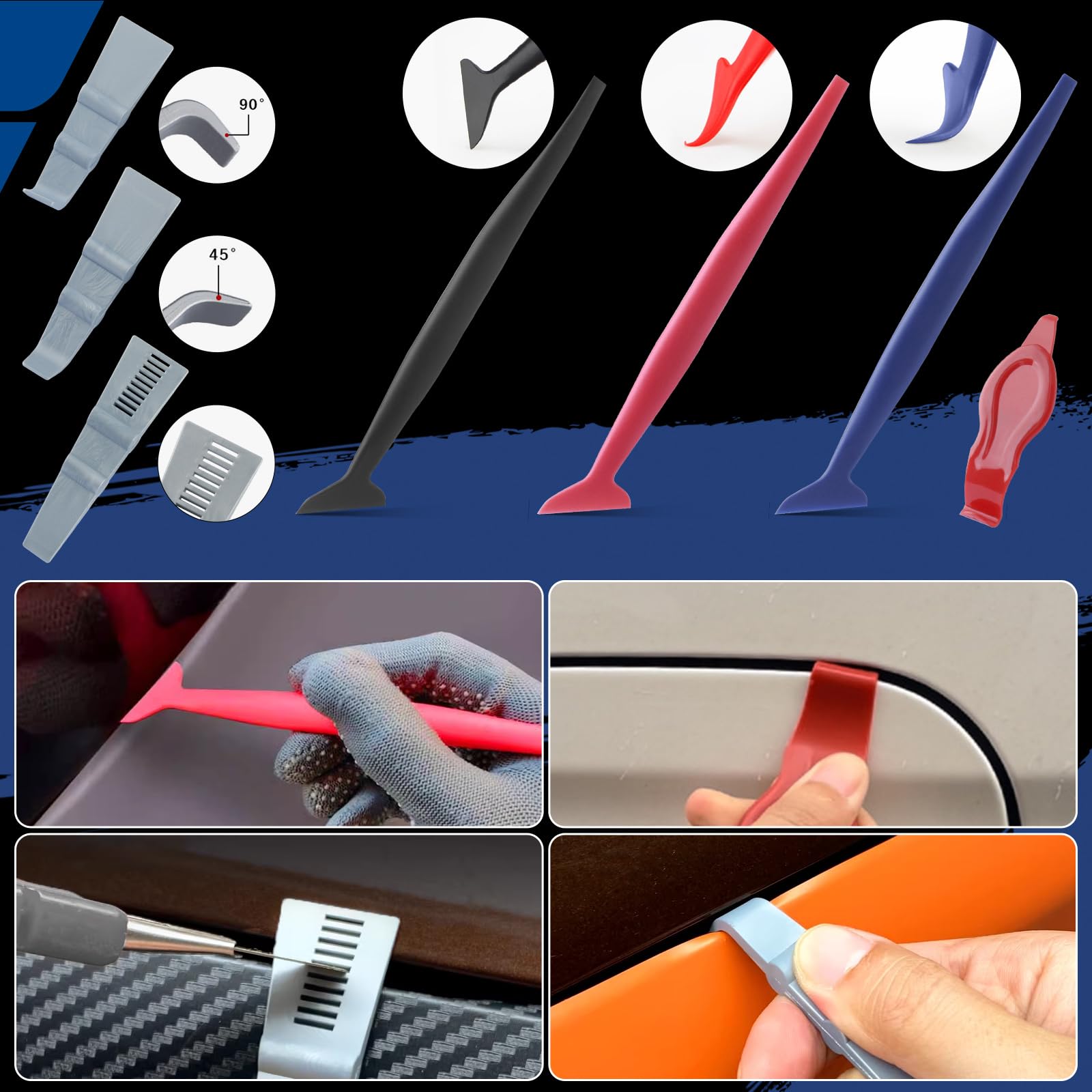 Arayker micro squeegee for edges and curved surfaces.