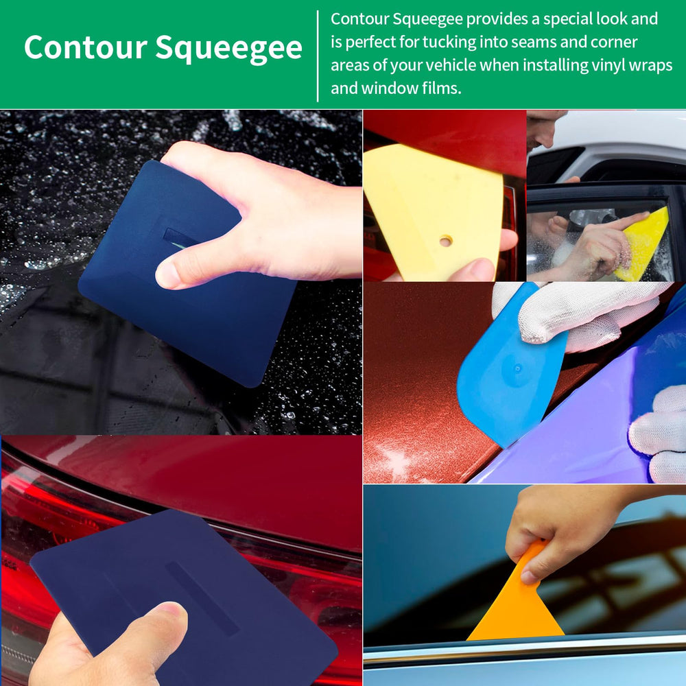 Arayker contour squeegee aids precise tucking into seams.
