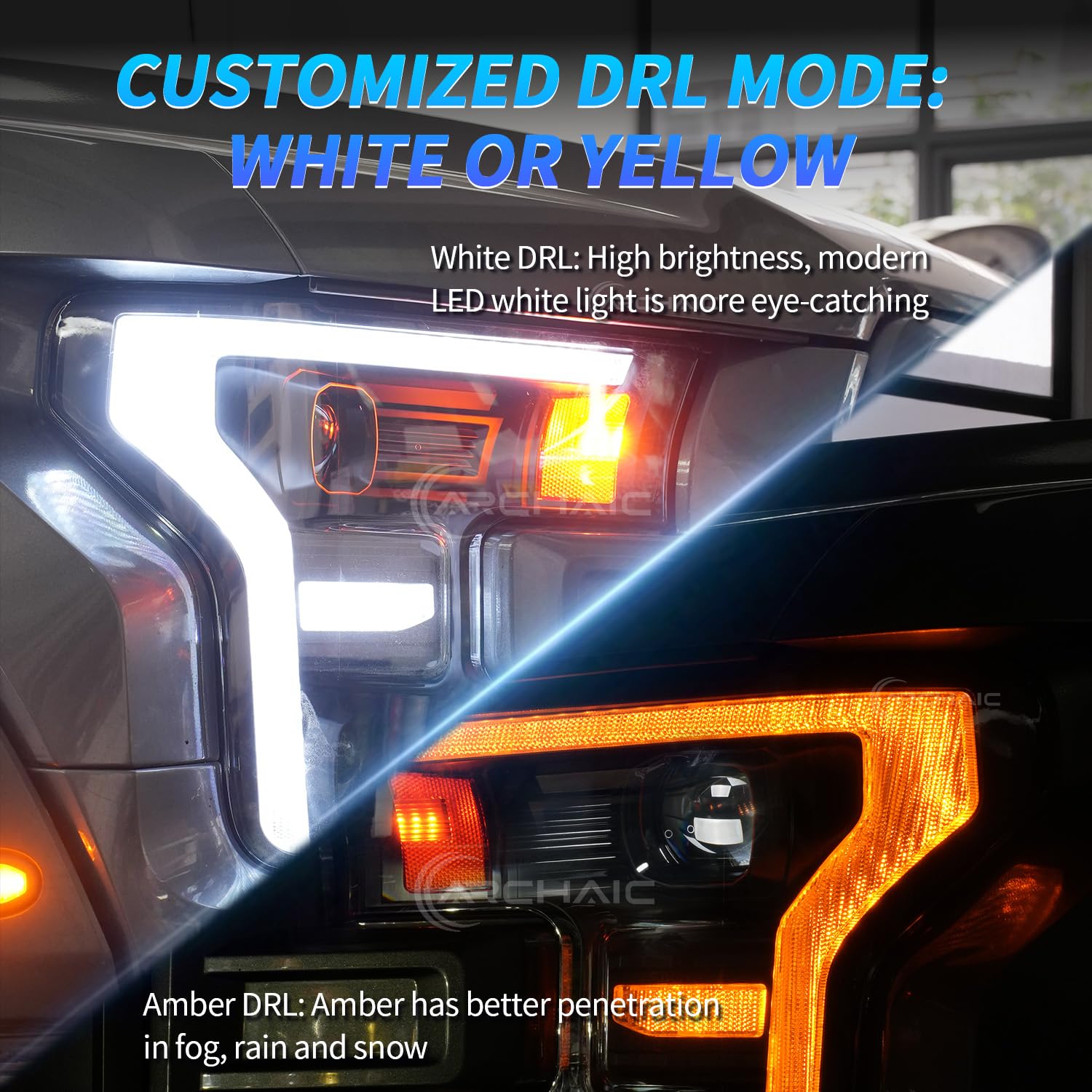 Archaic headlights featuring IP67 weatherproof protection