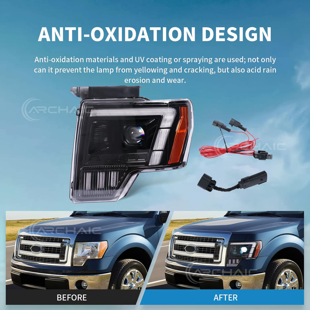 Archaic Headlights install with plug-and-play ease on Ford F-150.
