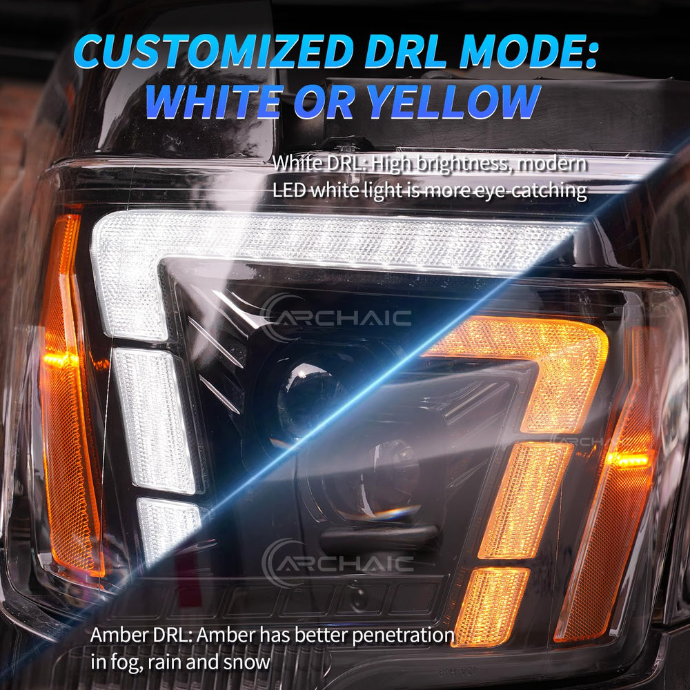 Archaic Headlights feature sequential turning lights for Ford F-150 turns and lane changes.