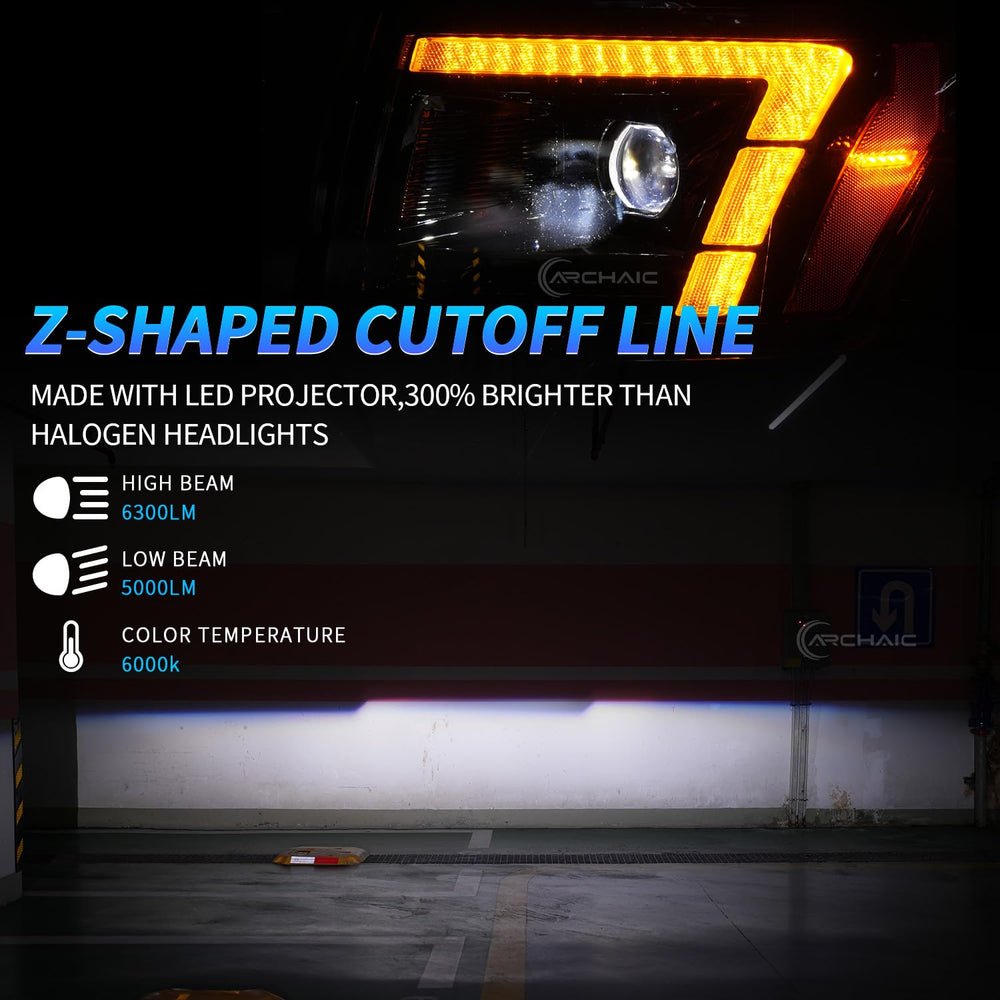 Archaic Headlights with dynamic starting animation greet the driver on Ford F-150 startup.
