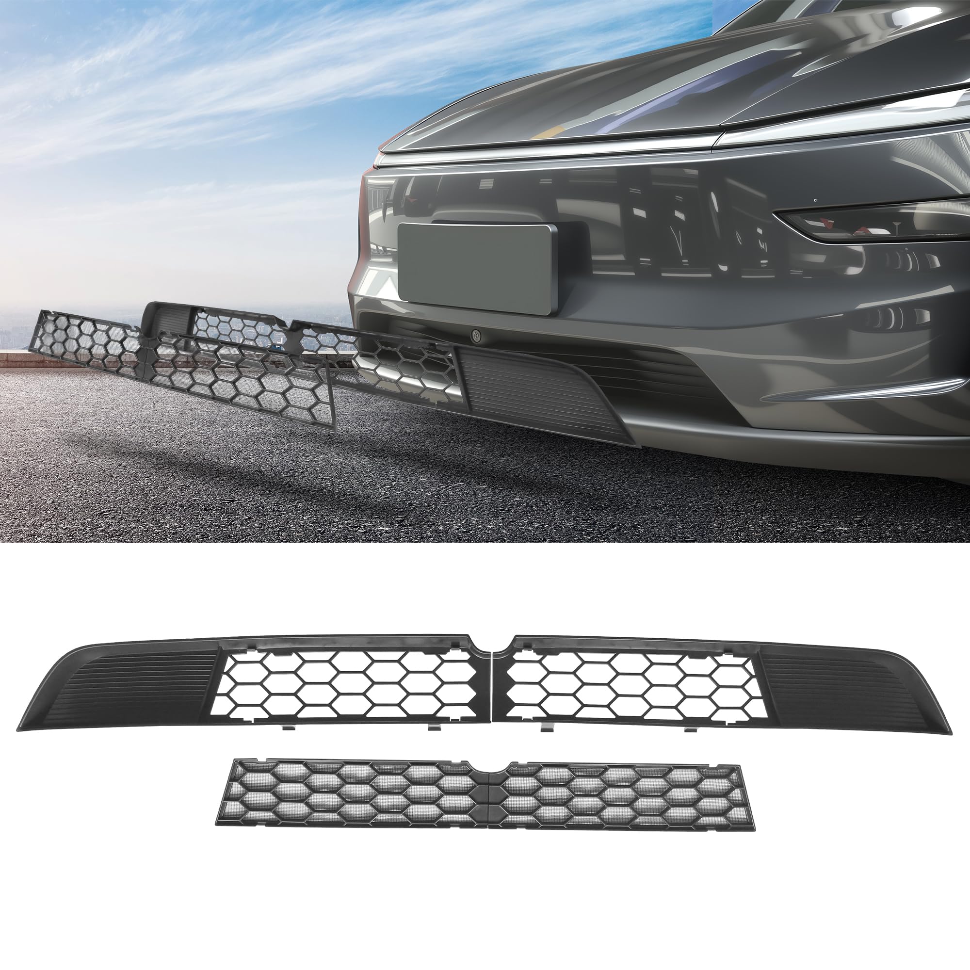 Arcoche front grill for Tesla Model Y Juniper mesh enhances protection and airflow.