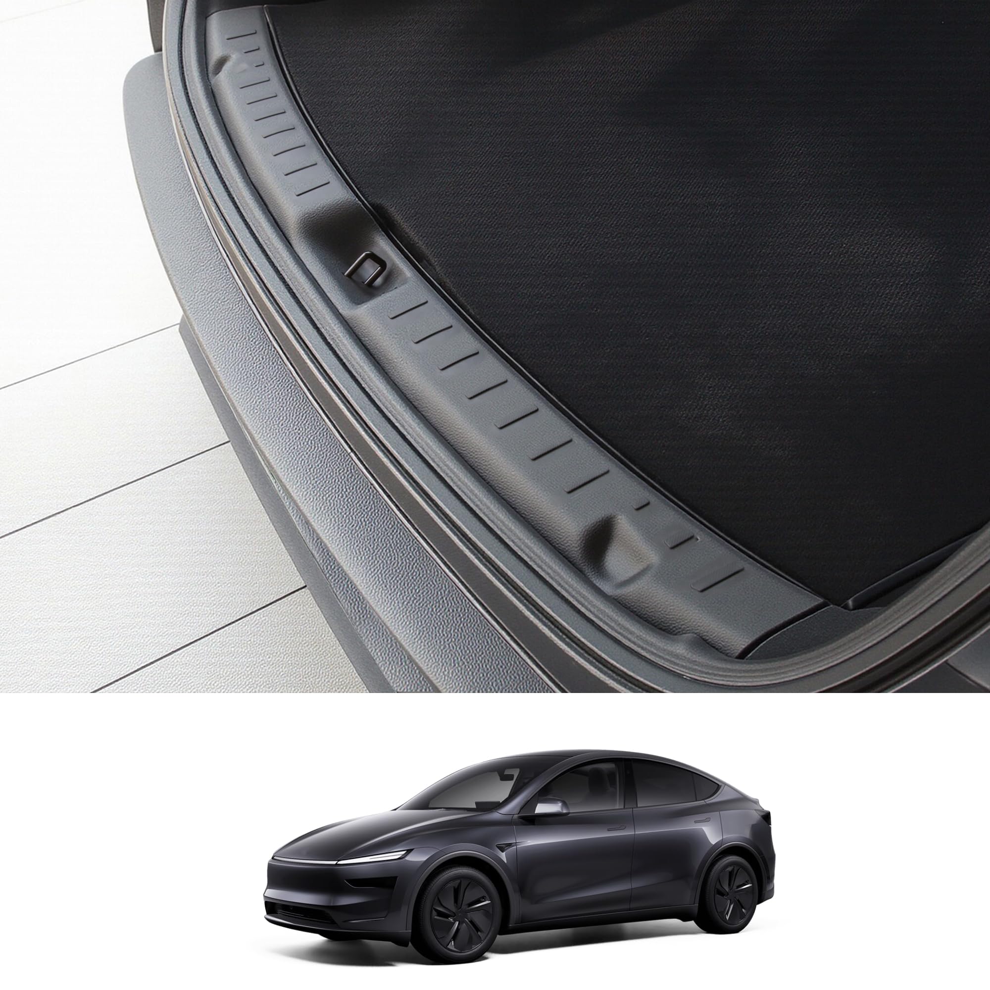Arcoche Tesla Model Y Juniper rear bumper guard protects the trunk edge from scratches