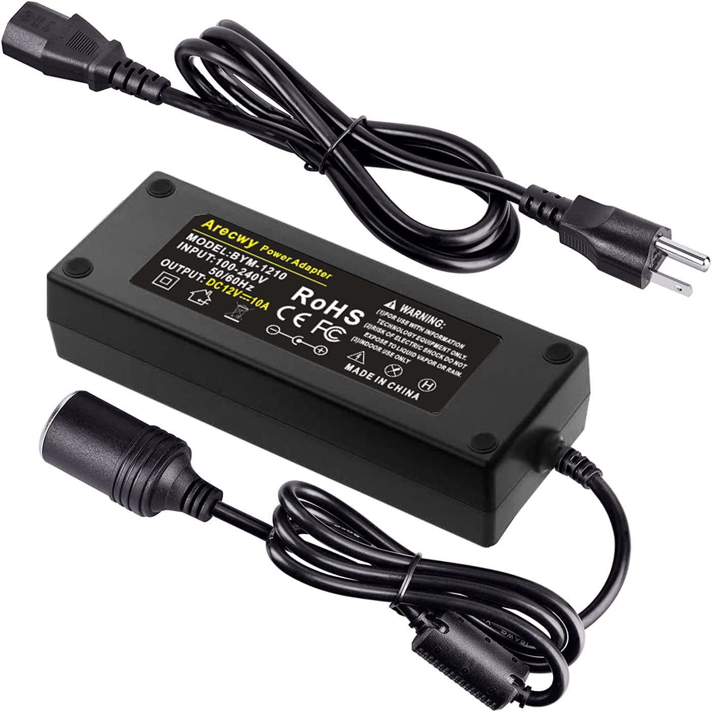 Arecwy AC to DC converter with extended cord for flexible home and on-the-go charging.