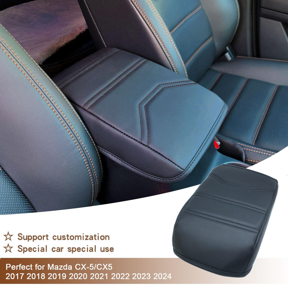 Areeyils black leather armrest cover adds driving comfort