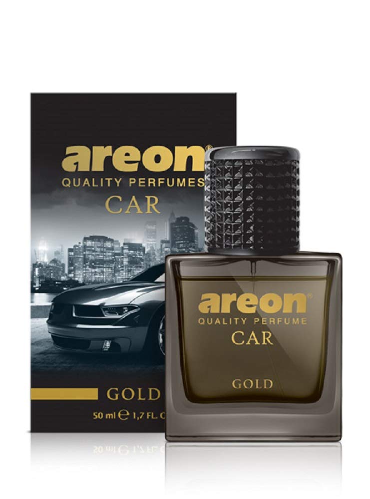 AREON car perfume gold bottle enhances your car cabin with a sophisticated aroma