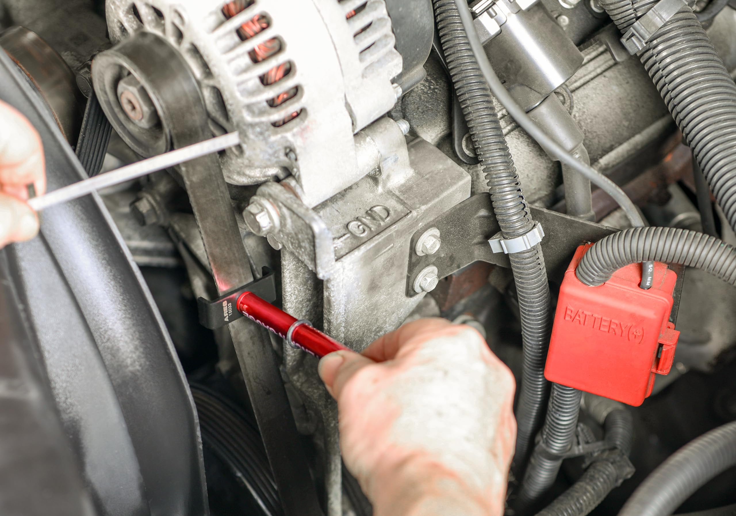 ARES belt tension gauge after replacement use enables quick, consistent tension checks.