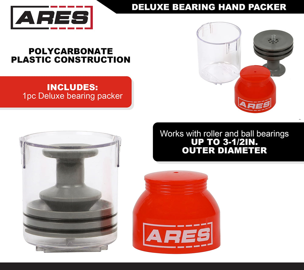 ARES Deluxe Bearing Packer showcases a tapered housing for stable packing.