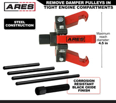 ARES forcing screw with 3/8-inch drive ready for ratchet use.