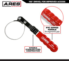 ARES swivel oil filter wrench large 101-114mm offers broad compatibility for many vehicles.