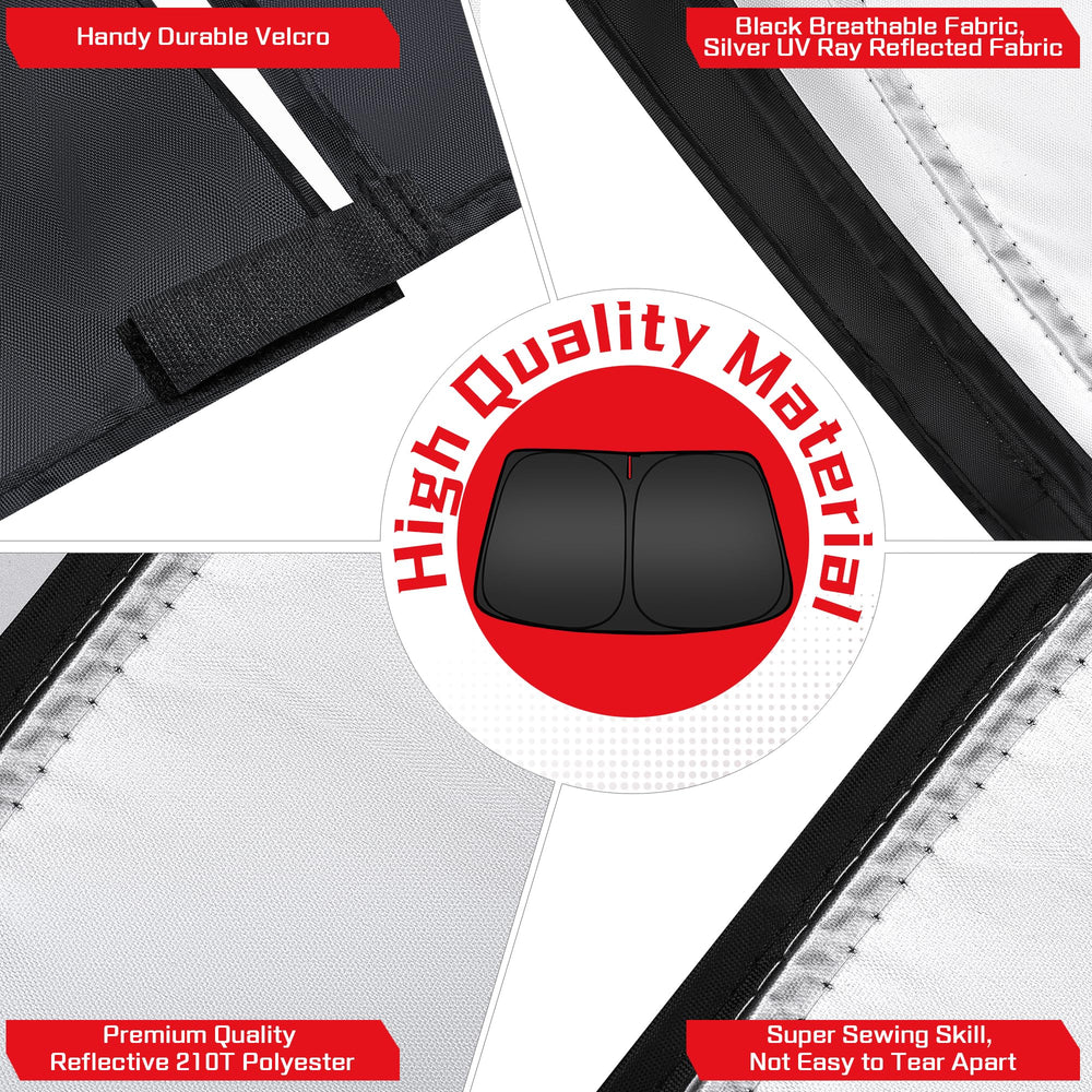 ARISMOTOR full-coverage front windshield shade prevents sun glare.