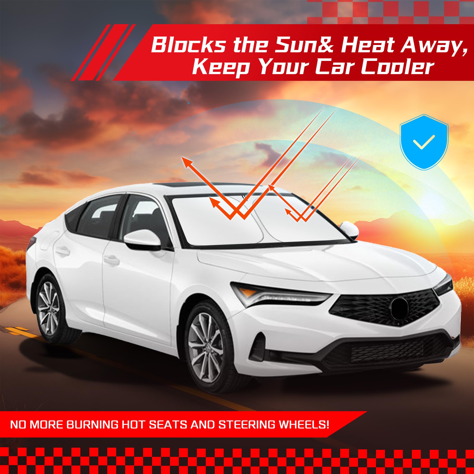 ARISMOTOR sun shade installed on Acura Integra offers interior protection and glare reduction.